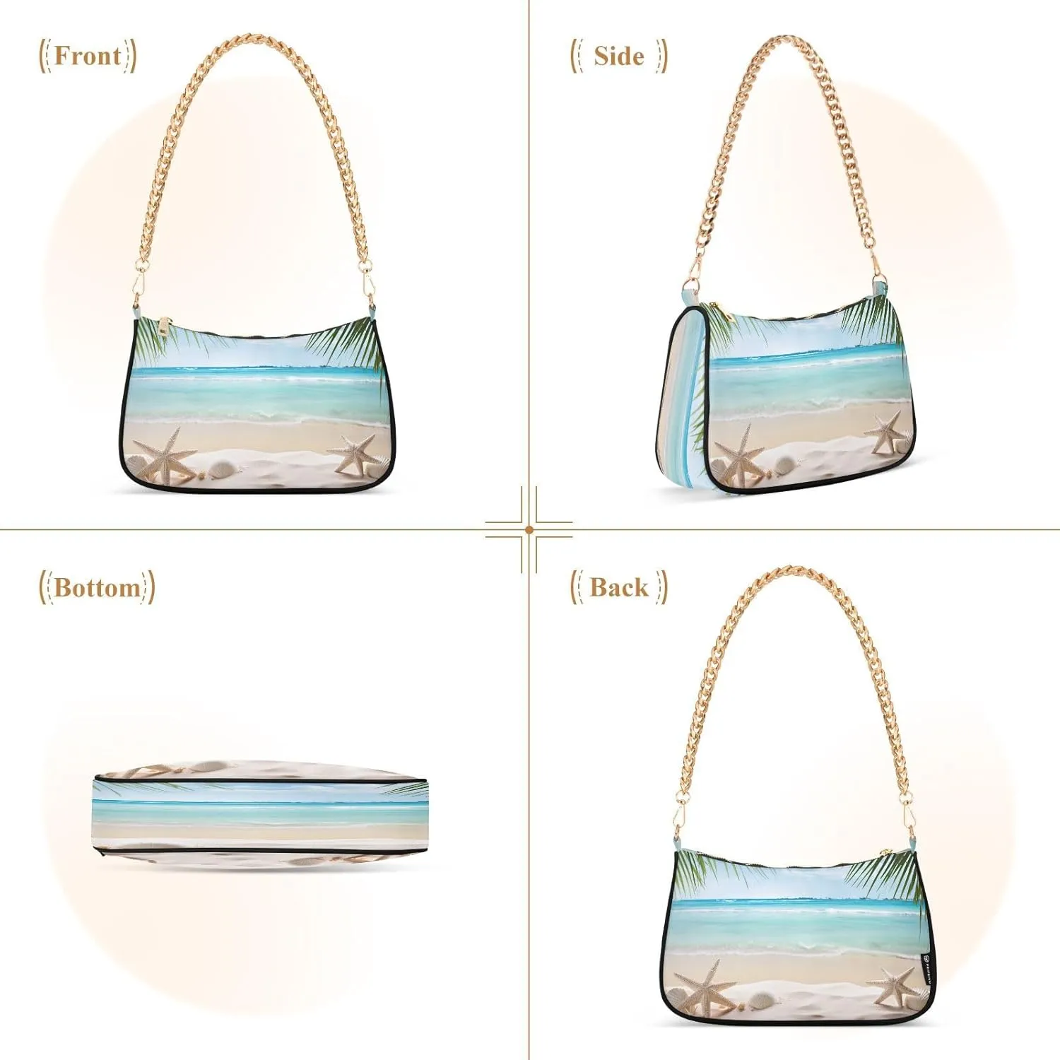 Starfish Palm Tree Woman Tote Bag Purse, Trendy Bags for Women