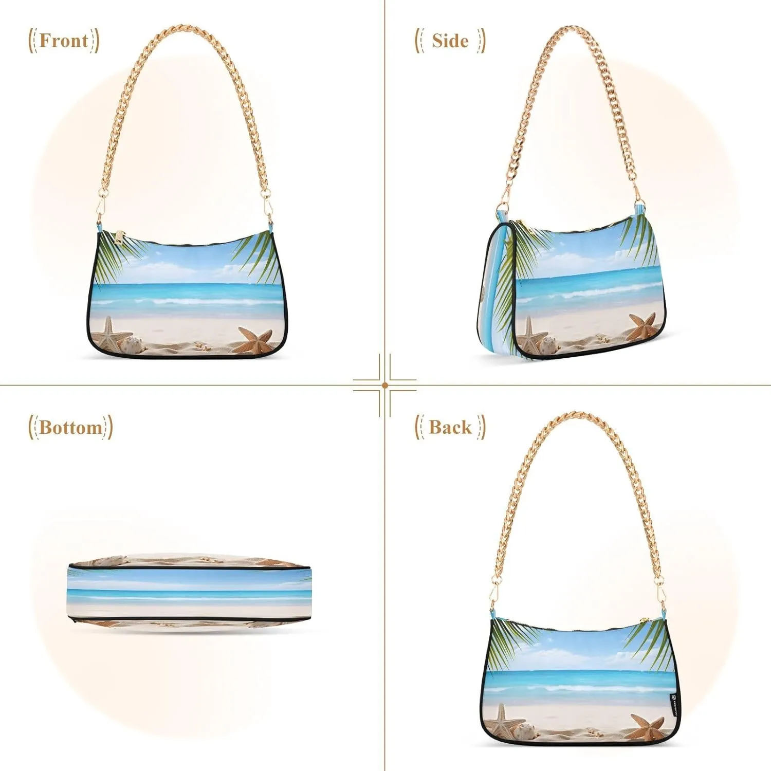 Starfish Palm Tree Woman Tote Bag Purse, Trendy Bags for Women