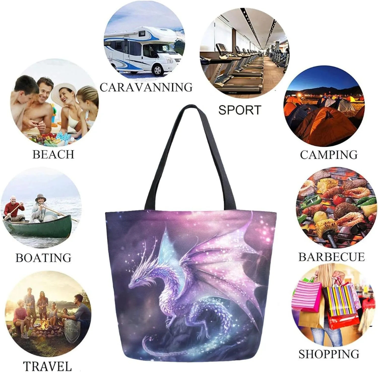 Stylish Cute Pattern Extra Large Shoulder Tote Bag for Beach Travel Weekender Gym Grocery Shopping