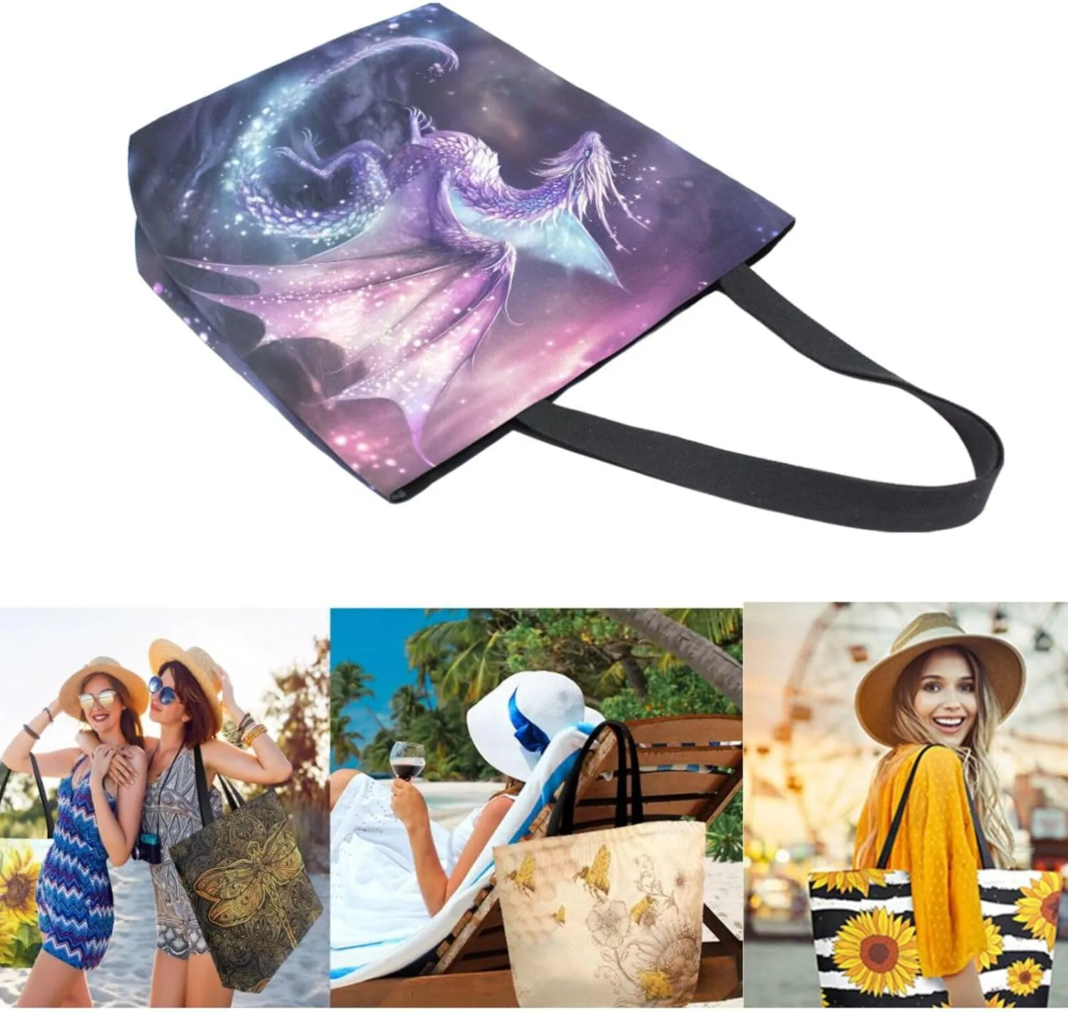 Stylish Cute Pattern Extra Large Shoulder Tote Bag for Beach Travel Weekender Gym Grocery Shopping
