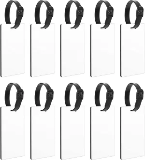 Sublimation Luggage tag Blanks, Sublimation Blank Luggage Tags, White Heat Transfer PU Leather Name Tag, Blank Travel Bag Baggage Tags with Strap, for DIY Travel Suitcase Sports Bags,10PCS (A)
