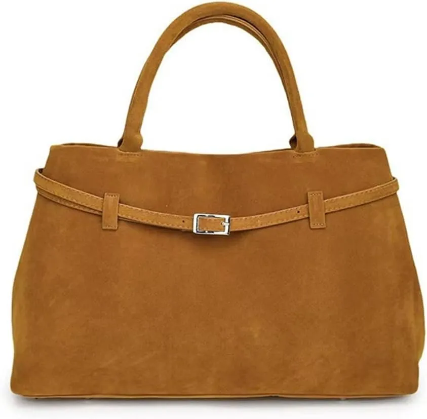 Suede Tote Bag for Women, Womens Purse Slouchy Hobo Handbag Brown Retro Top Handle Bag, Fashion Shoulder Satchel Work Bags