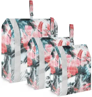 Summer Tropical Palm Trees Packing Cubes Set of 3, Lightweight Travel Luggage Organizers Foldable Bags for Easy Packing and Organization
