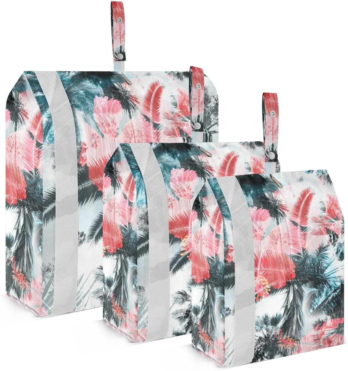 Summer Tropical Palm Trees Packing Cubes Set of 3, Lightweight Travel Luggage Organizers Foldable Bags for Easy Packing and Organization