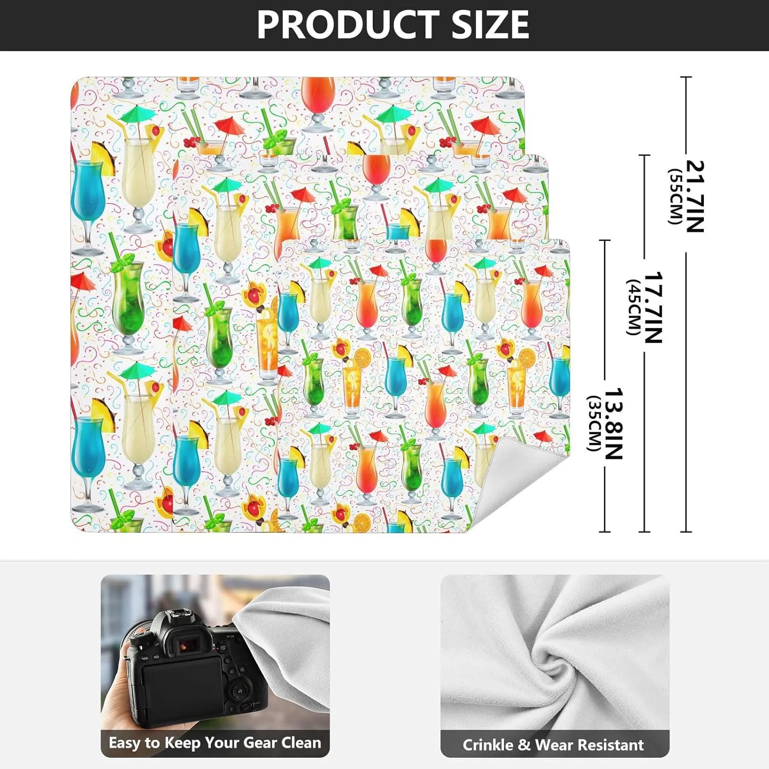 susiyo Alcoholic Cocktails Protective Wrap Anti-scratch Lens Camera Wrap Lens Protector Magic Self-Adhesive Cloth Wrapper Portable Cosmetic Bag Travel Organizer for Camera DSLR Laptop Accessories
