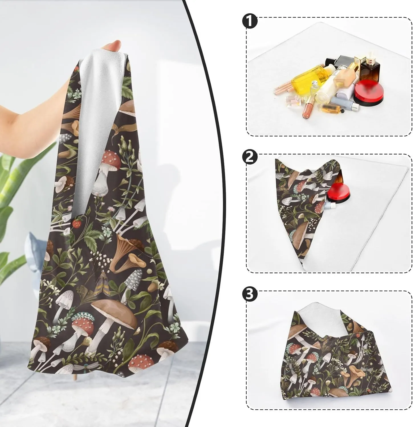 susiyo Autumn Mushrooms Protective Wrap Anti-scratch Lens Camera Wrap Lens Protector Magic Self-Adhesive Cloth Wrapper Portable Cosmetic Bag Travel Organizer for Camera DSLR Laptop Accessories