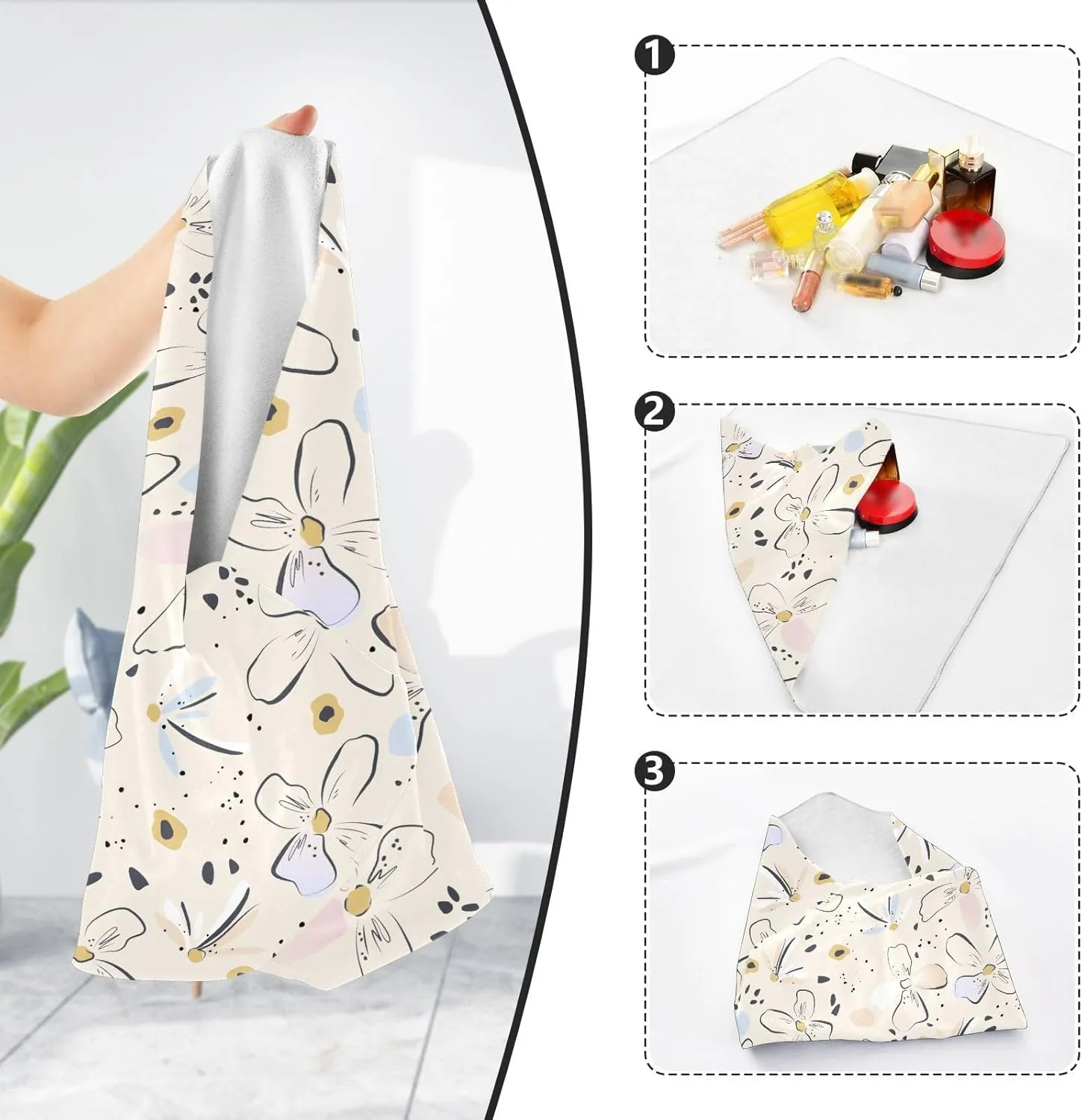 susiyo Botanical Abstract Flowers Protective Wrap Anti-scratch Lens Camera Wrap Lens Protector Magic Self-Adhesive Cloth Wrapper Portable Cosmetic Bag Travel Organizer for Camera DSLR Laptop Accessori
