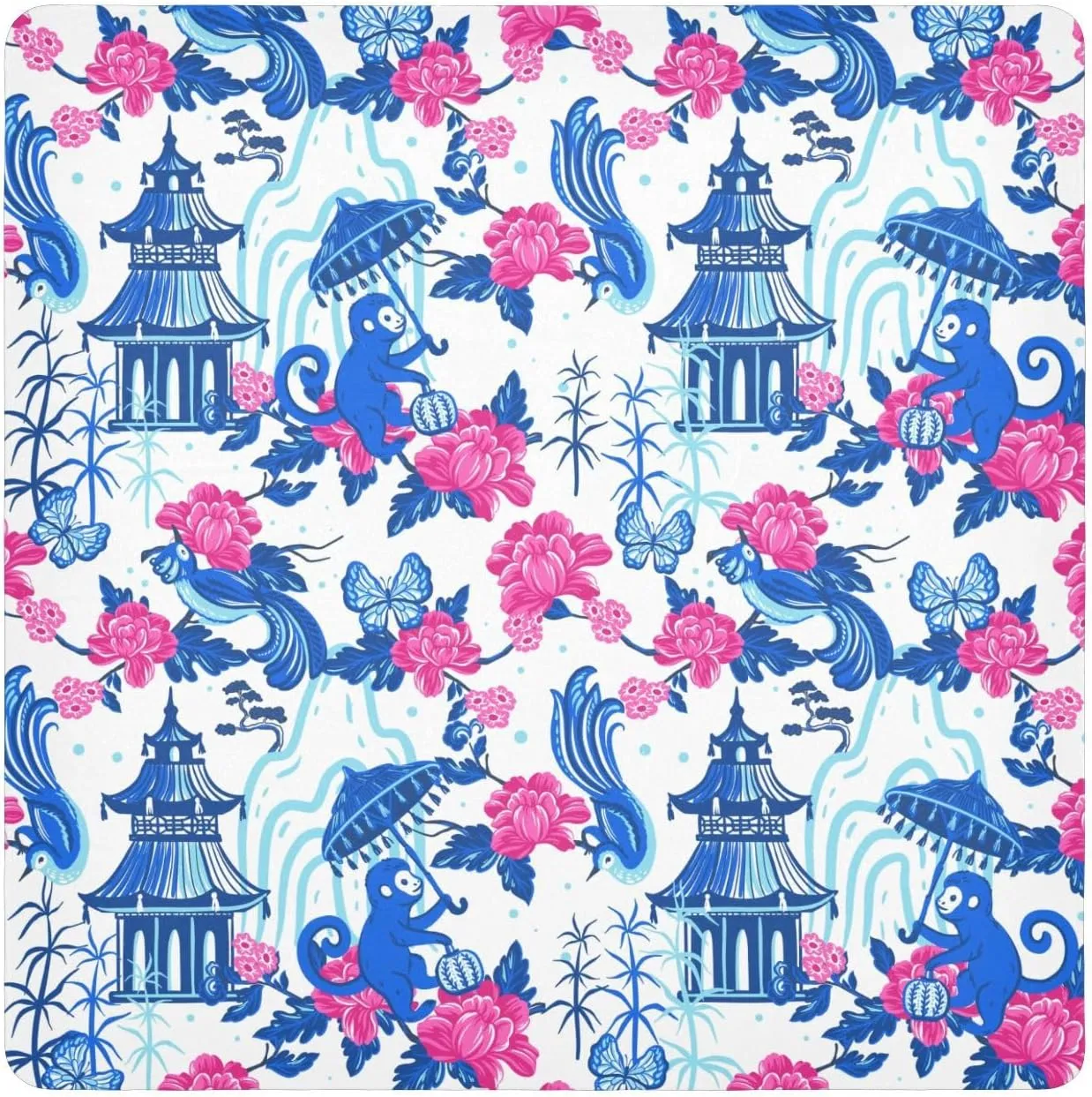 susiyo Chinoiserie Pagodas Monkeys Protective Wrap Anti-scratch Lens Camera Wrap Lens Protector Magic Self-Adhesive Cloth Wrapper Portable Cosmetic Bag Travel Organizer for Camera DSLR Laptop Accessor