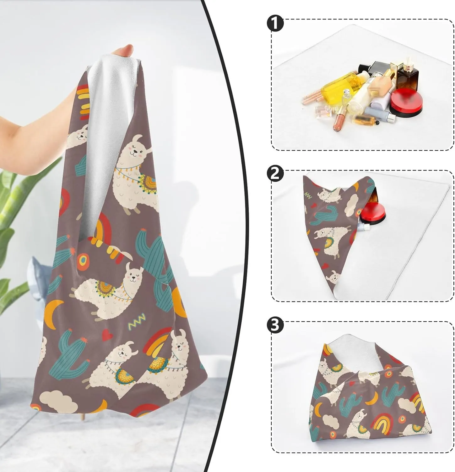susiyo Cute Cartoon Llama Cactus Rainbow Protective Wrap Anti-scratch Lens Camera Wrap Lens Protector Magic Self-Adhesive Cloth Wrapper Portable Cosmetic Bag Travel Organizer for Camera DSLR Laptop Ac