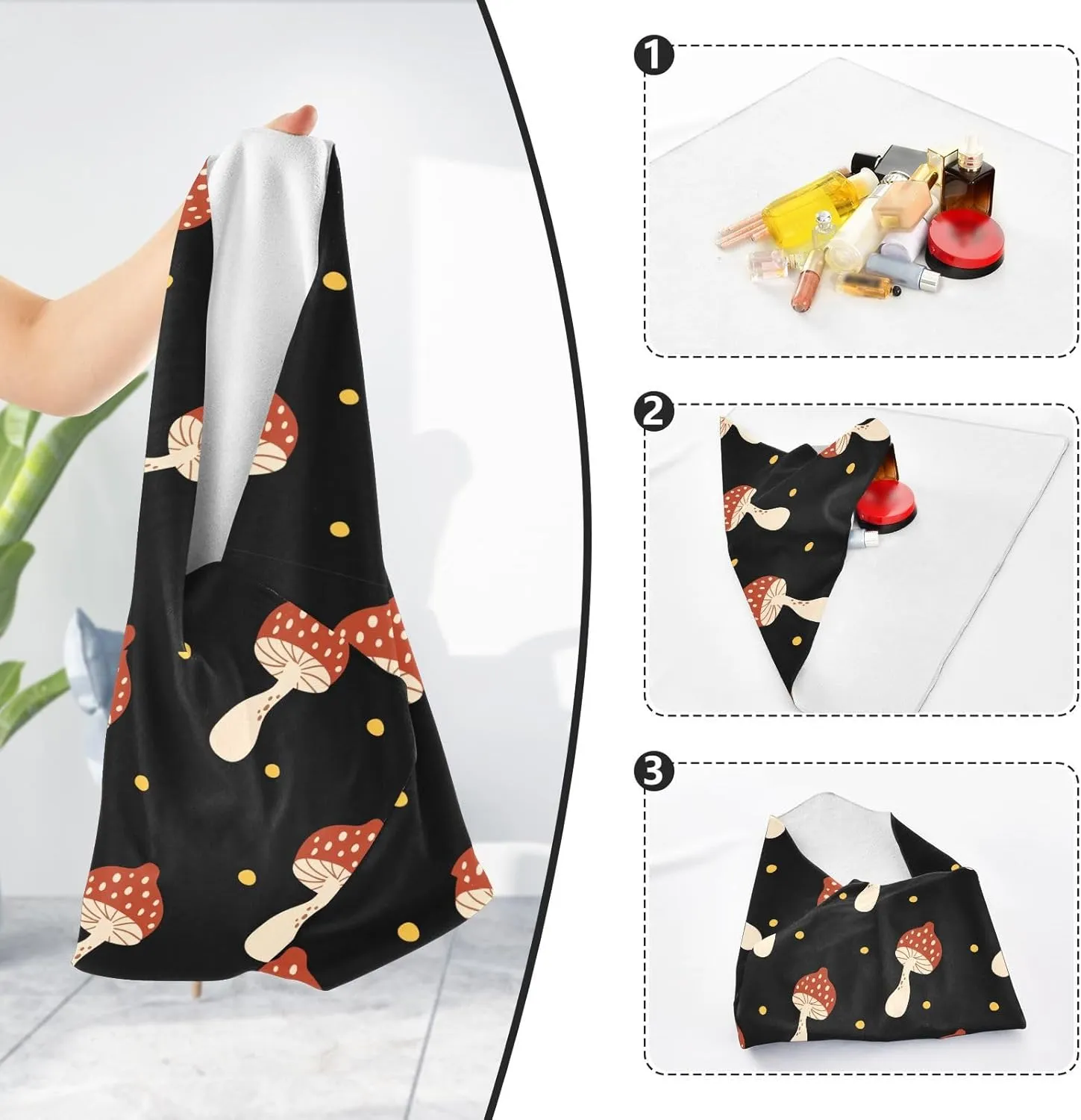 susiyo Cute Mushroom(1) Protective Wrap Anti-scratch Lens Camera Wrap Lens Protector Magic Self-Adhesive Cloth Wrapper Portable Cosmetic Bag Travel Organizer for Camera DSLR Laptop Accessories