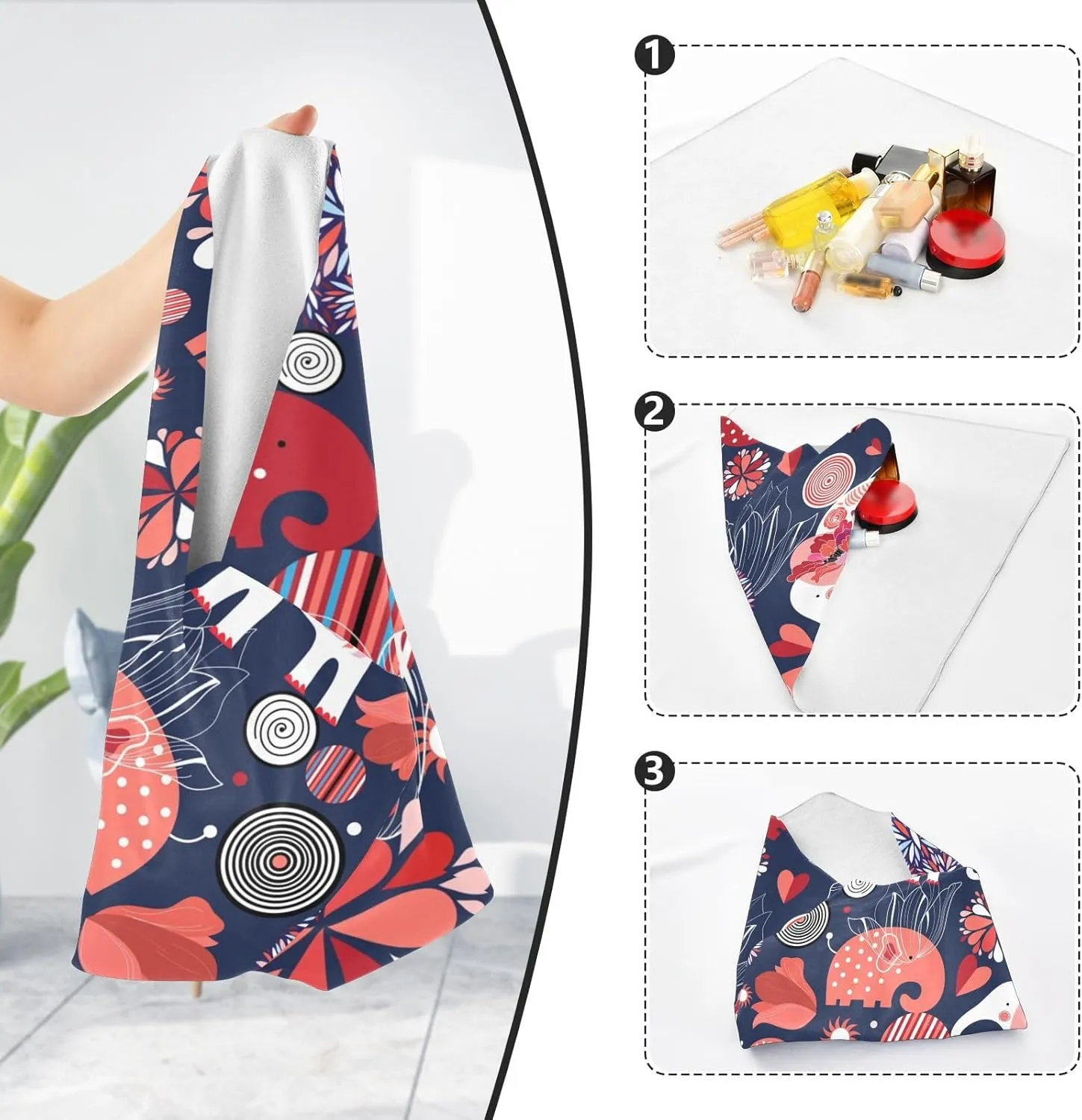 susiyo Elephants Boho Protective Wrap Anti-scratch Lens Camera Wrap Lens Protector Magic Self-Adhesive Cloth Wrapper Portable Cosmetic Bag Travel Organizer for Camera DSLR Laptop Accessories