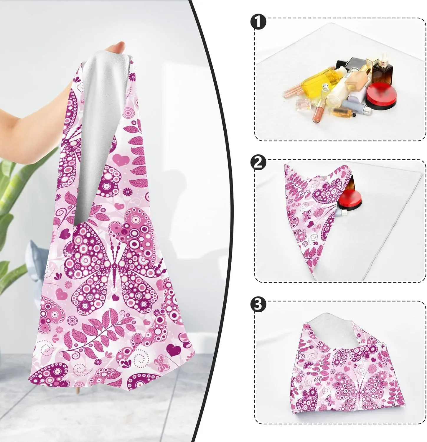 susiyo Pink Butterflies Protective Wrap Anti-scratch Lens Camera Wrap Lens Protector Magic Self-Adhesive Cloth Wrapper Portable Cosmetic Bag Travel Organizer for Camera DSLR Laptop Accessories