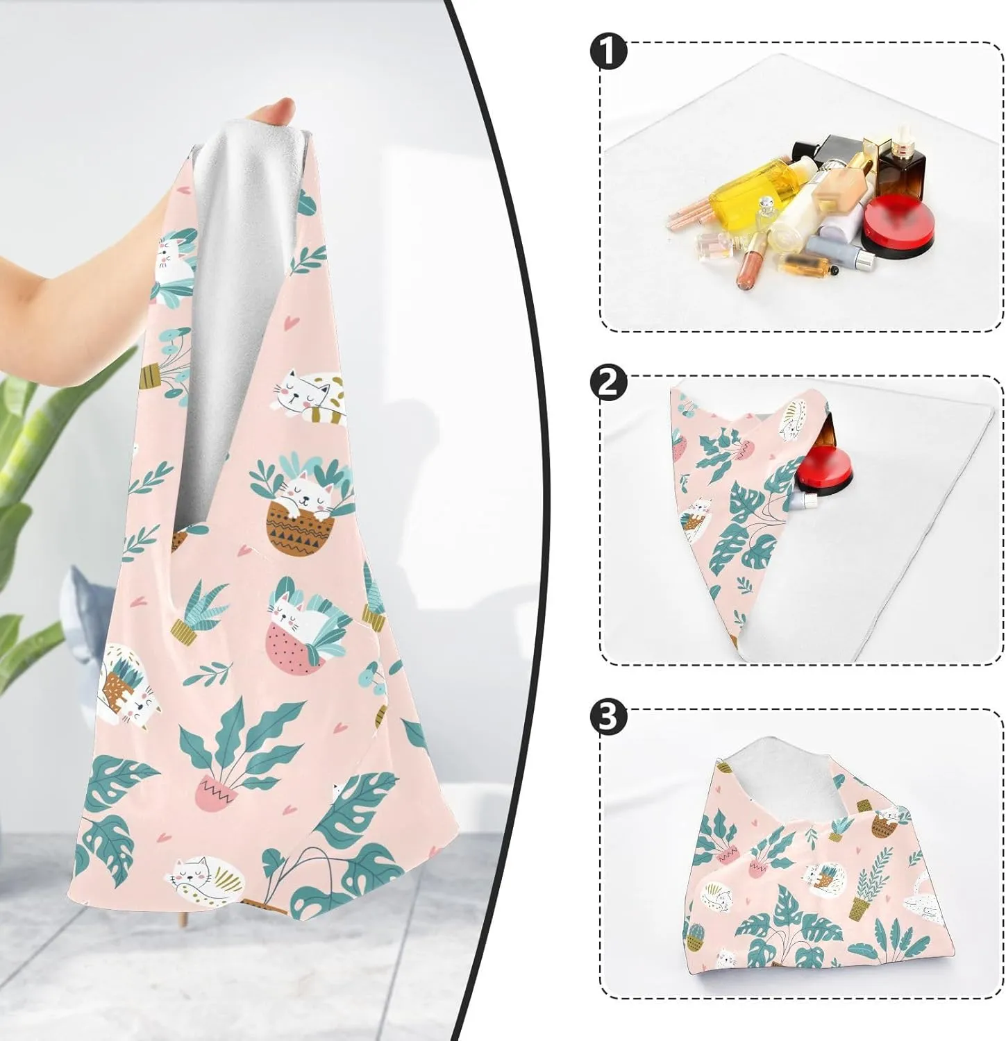 susiyo Potted Flowers Cats Protective Wrap Anti-scratch Lens Camera Wrap Lens Protector Magic Self-Adhesive Cloth Wrapper Portable Cosmetic Bag Travel Organizer for Camera DSLR Laptop Accessories