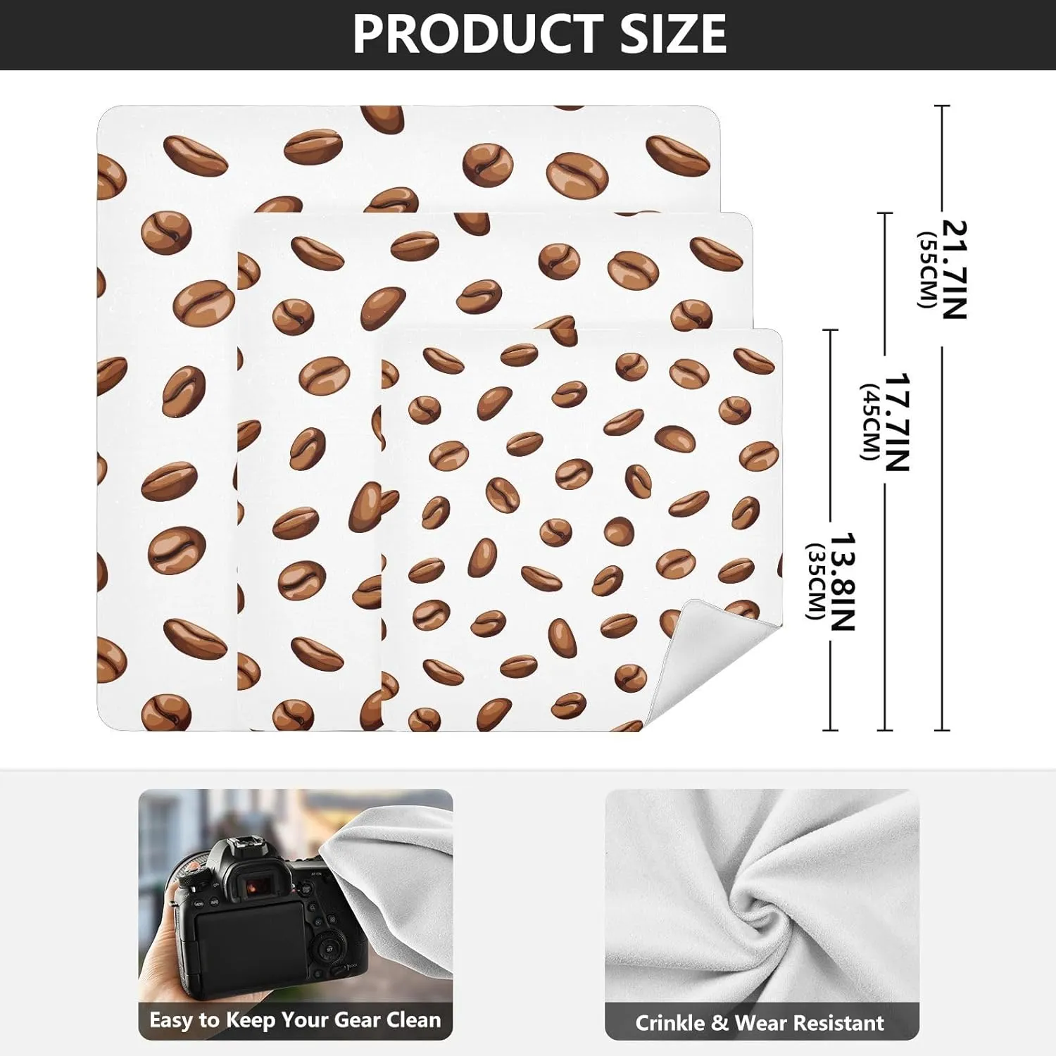 susiyo Roasted Coffee Beans Protective Wrap Anti-scratch Lens Camera Wrap Lens Protector Magic Self-Adhesive Cloth Wrapper Portable Cosmetic Bag Travel Organizer for Camera DSLR Laptop Accessories