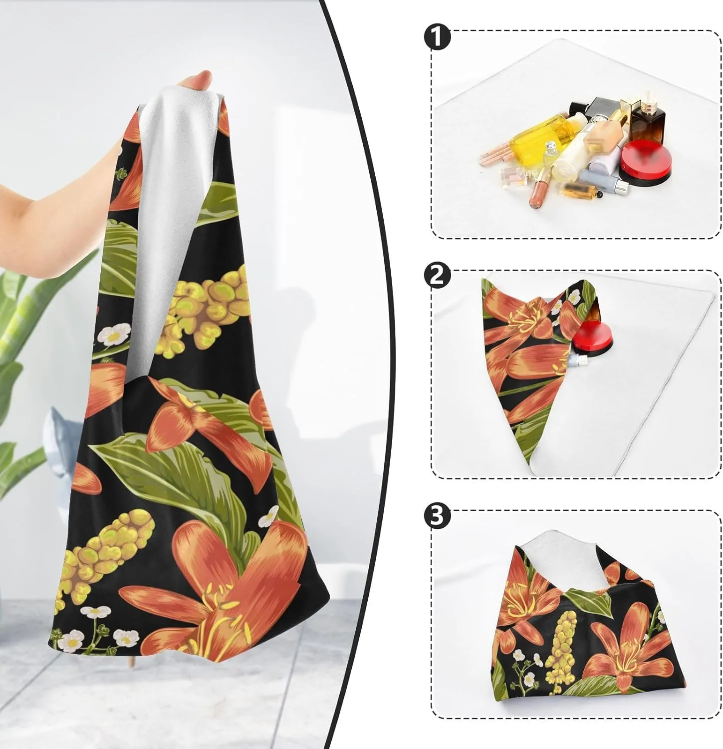 susiyo Tropical Flowers Protective Wrap Anti-scratch Lens Camera Wrap Lens Protector Magic Self-Adhesive Cloth Wrapper Portable Cosmetic Bag Travel Organizer for Camera DSLR Laptop Accessories
