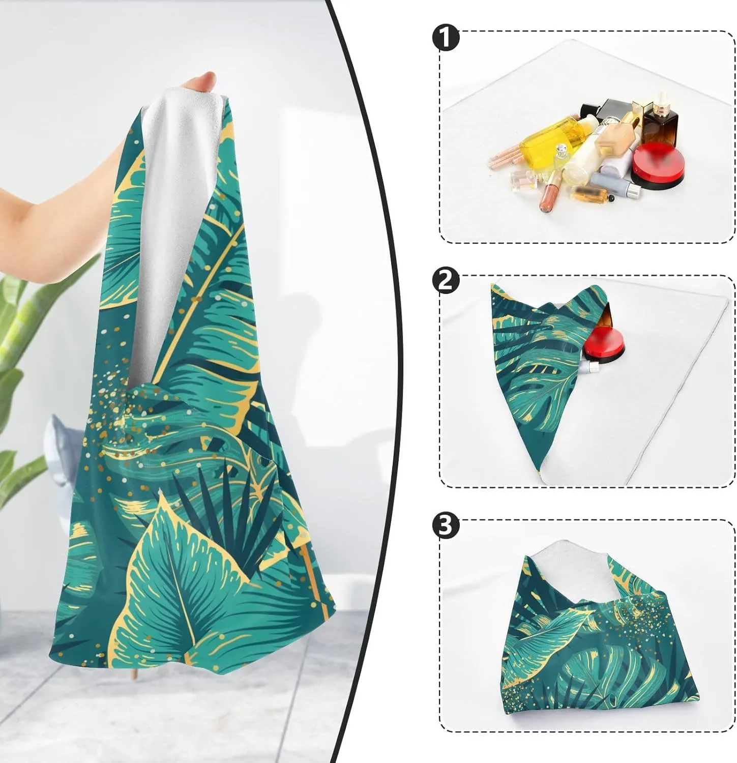 susiyo Tropical Leaves Protective Wrap Anti-scratch Lens Camera Wrap Lens Protector Magic Self-Adhesive Cloth Wrapper Portable Cosmetic Bag Travel Organizer for Camera DSLR Laptop Accessories