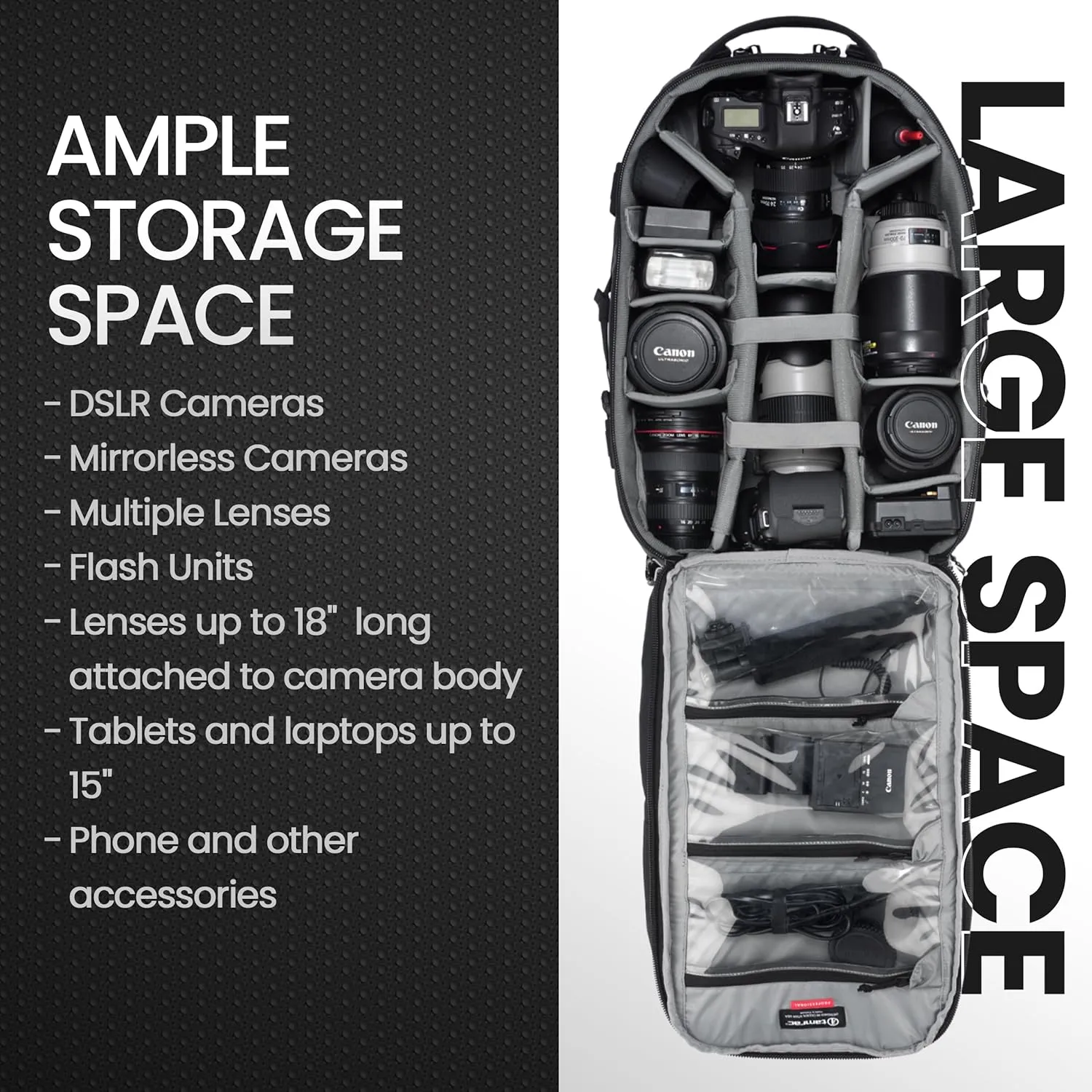 Tamrac Anvil 27 Camera Backpack for Photographers, DSLR Camera Bag with Laptop Compartment, Professional Photography Backpack, Camera Bag with Tripod Holder, Camera Carrying Case, Black