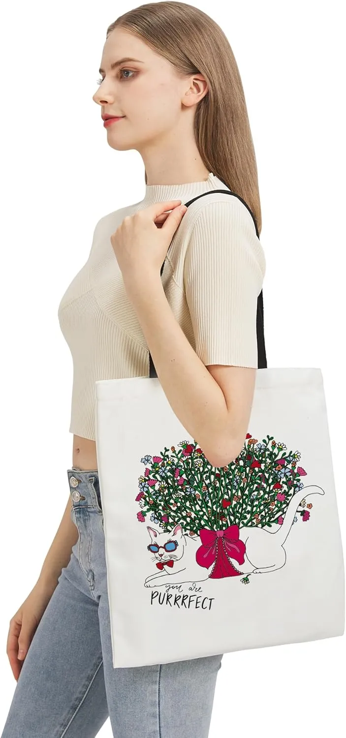 TeeYee Canvas Tote Shopping Bag Lightweight Beach Bag with Handles Reusable Grocery Bags Suitable for DIY Gift Activity