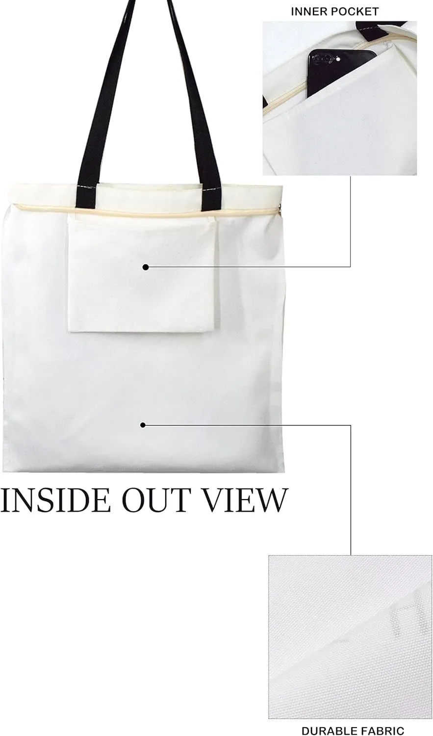TeeYee Canvas Tote Shopping Bag Lightweight Beach Bag with Handles Reusable Grocery Bags Suitable for DIY Gift Activity