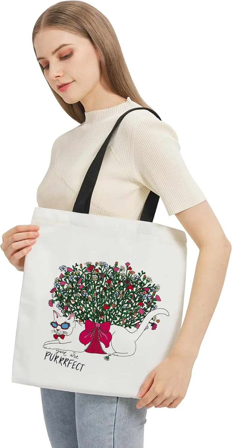 TeeYee Canvas Tote Shopping Bag Lightweight Beach Bag with Handles Reusable Grocery Bags Suitable for DIY Gift Activity