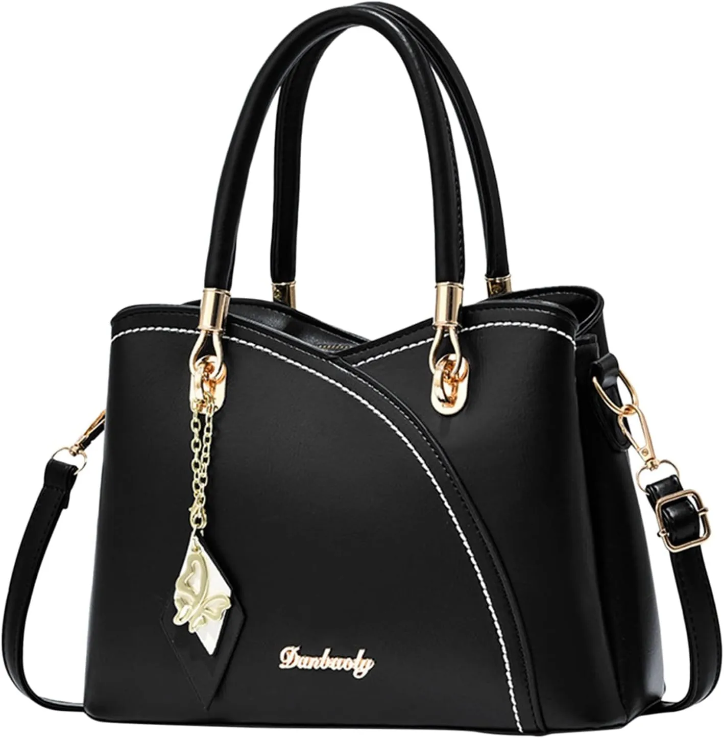 Tote Bag and Wallet Shoulder Women Handbag Large Capacity Plaid Contrast Color Middle One Shoulder Messenger Bag