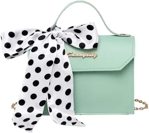 Tote Bag For Women Retro Polka Dots Cute Bow Letter Buckle Small Mobile Messenger Mini Purse Bags Shoulders Bag