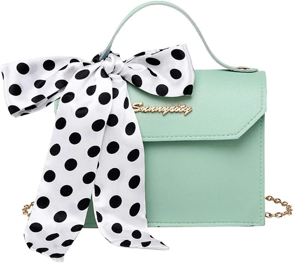 Tote Bag For Women Retro Polka Dots Cute Bow Letter Buckle Small Mobile Messenger Mini Purse Bags Shoulders Bag