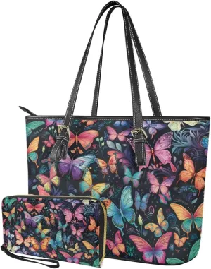 Tote Bag with Wallet for Women Fashion Lady Handbag with Strap Spacious Work-Ready Laptop Bag