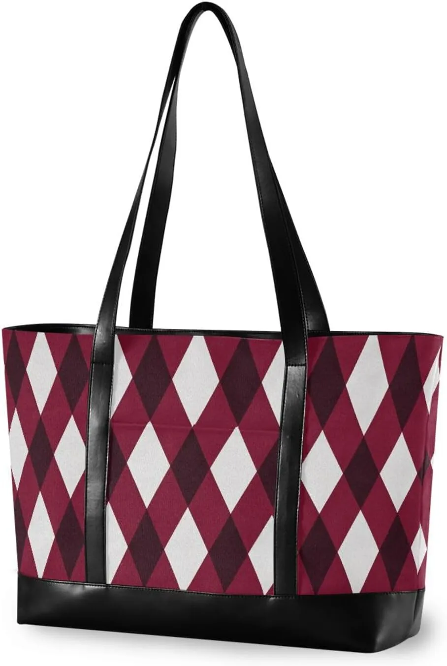 Tradiction Dark Red Checkered Rhombus Plaid professional womens tote bag with zipper tote bag for work for commuter with bolso para laptop mujer