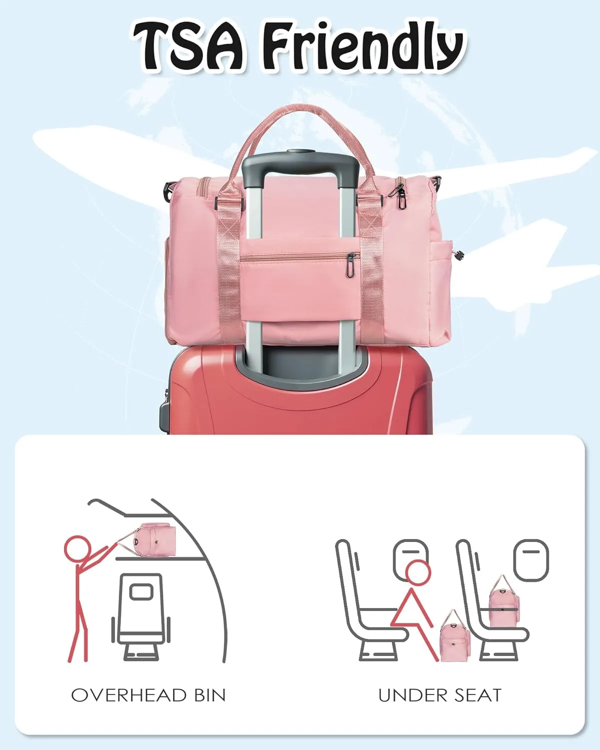 Travel Duffel Gym Bag, Personalized Weekender Bag, Friend Wedding Girlfriend Birthday Gifts for Women, girls suitcase