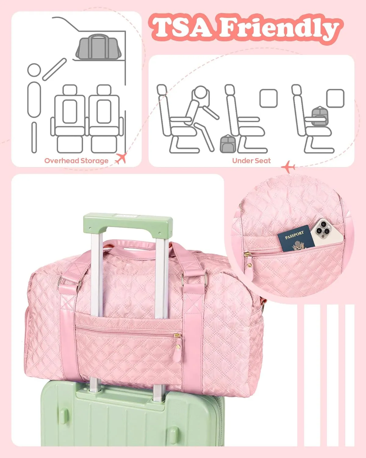 Travel Duffle Bag for Women, Graduation Gifts Girls, Personalized Weekender Overnight bag, Girls Women Teacher Mom Gift