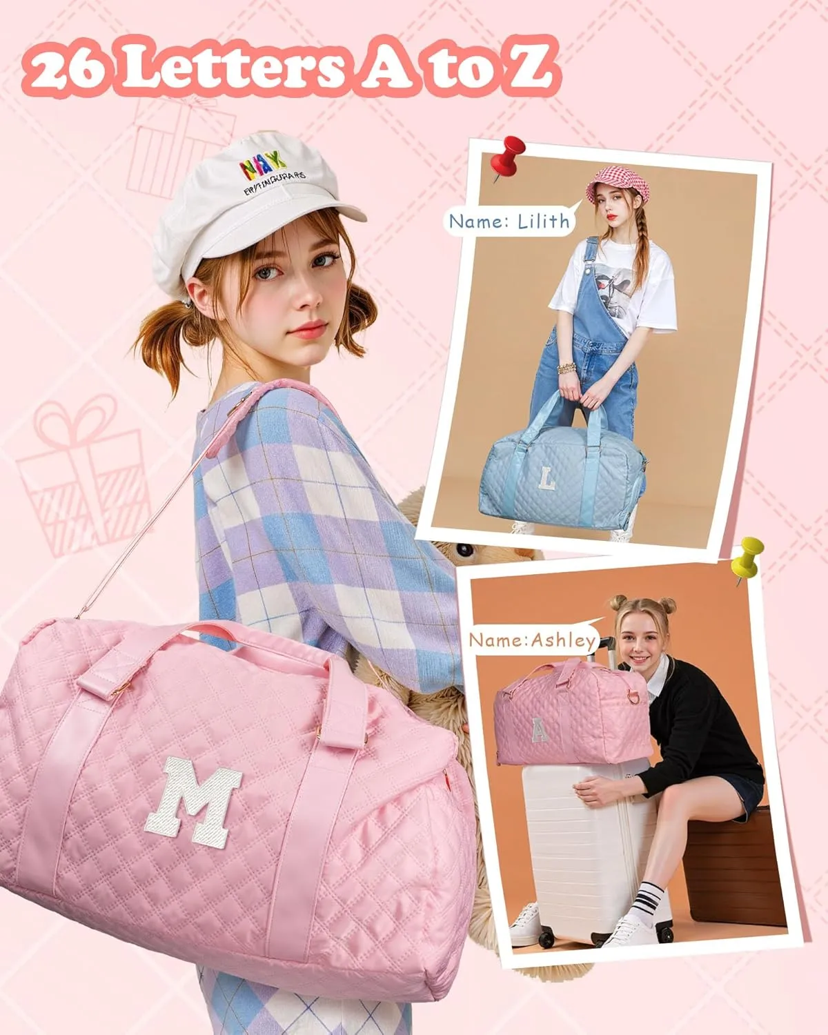 Travel Duffle Bag for Women, Graduation Gifts Girls, Personalized Weekender Overnight bag, Girls Women Teacher Mom Gift