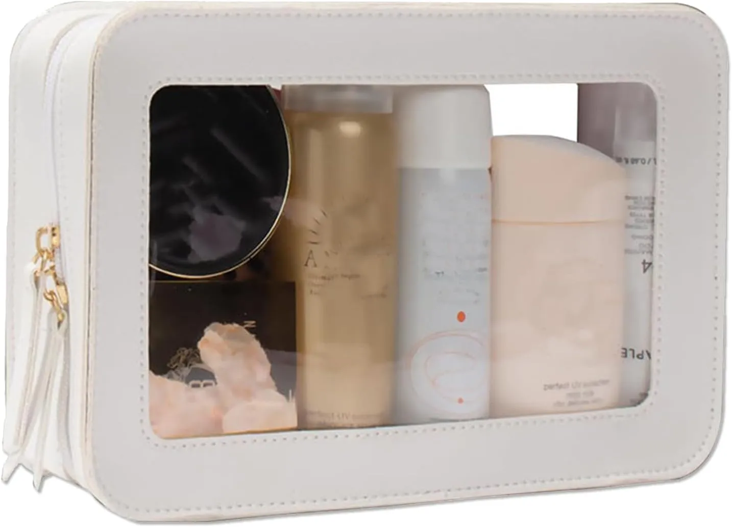 Travel Toiletry Cosmetic Bag Stylish and Portable Makeup Organizer for Travel and Daily Use (White)