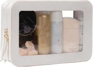 Travel Toiletry Cosmetic Bag Stylish and Portable Makeup Organizer for Travel and Daily Use (White)