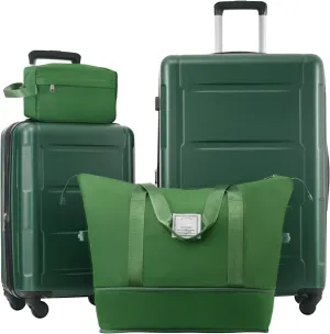 Travel with Lightweight 2 Piece Luggage Set, Expandable Design with Spinner Wheels, Green