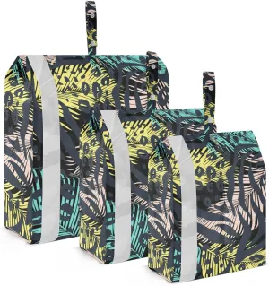 Tropical Leopard Palm Leaf Packing Cubes Set of 3, Lightweight Travel Luggage Organizers Foldable Bags for Easy Packing and Organization