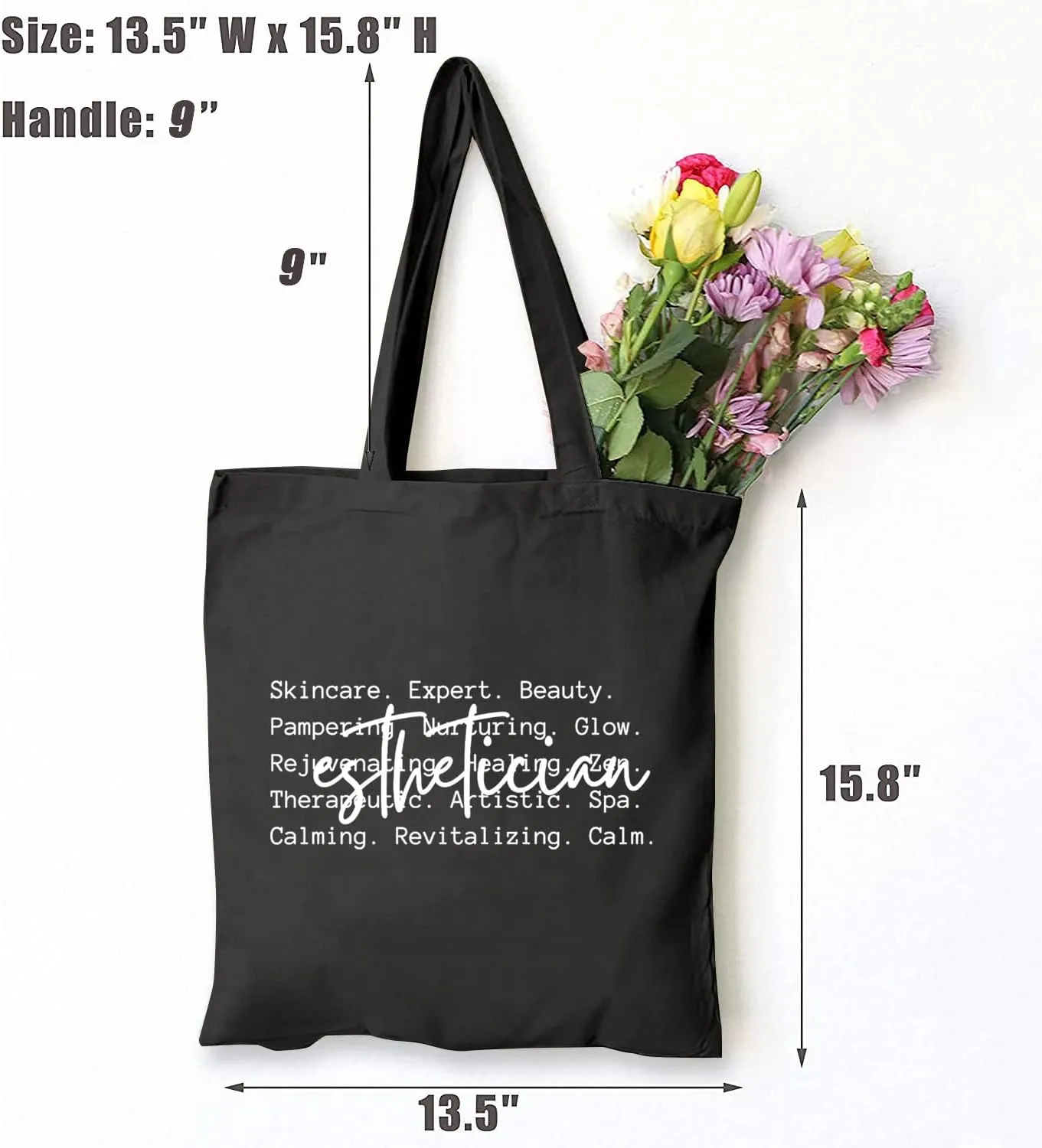 TSIIUO Esthetician Canvas Tote Bag for Women Beautician Beauty Professional Reusable Shopping Bag Skin Therapist Gift