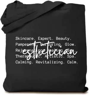TSIIUO Esthetician Canvas Tote Bag for Women Beautician Beauty Professional Reusable Shopping Bag Skin Therapist Gift