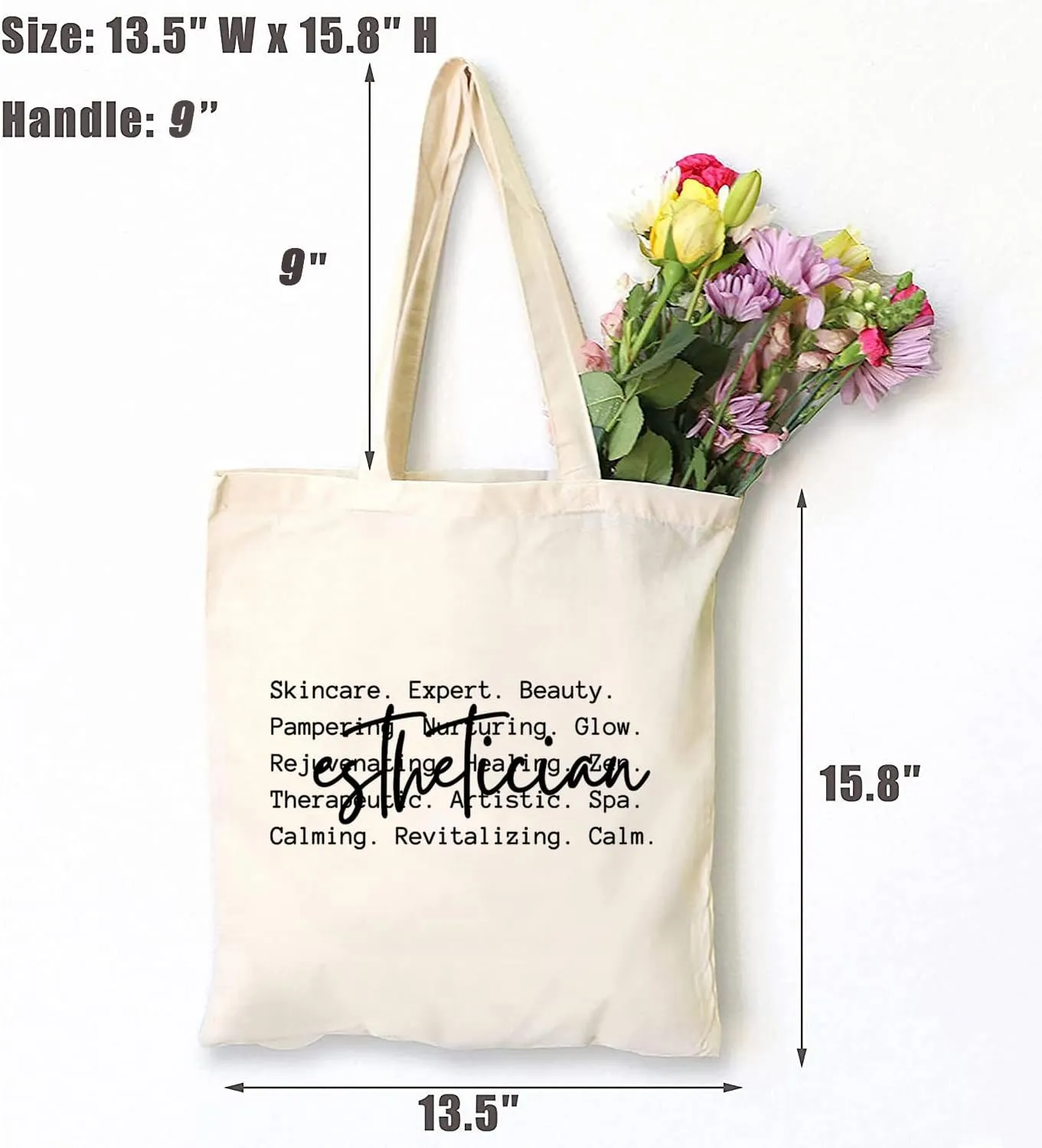 TSIIUO Esthetician Canvas Tote Bag for Women Beautician Beauty Professional Reusable Shopping Bag Skin Therapist Gift