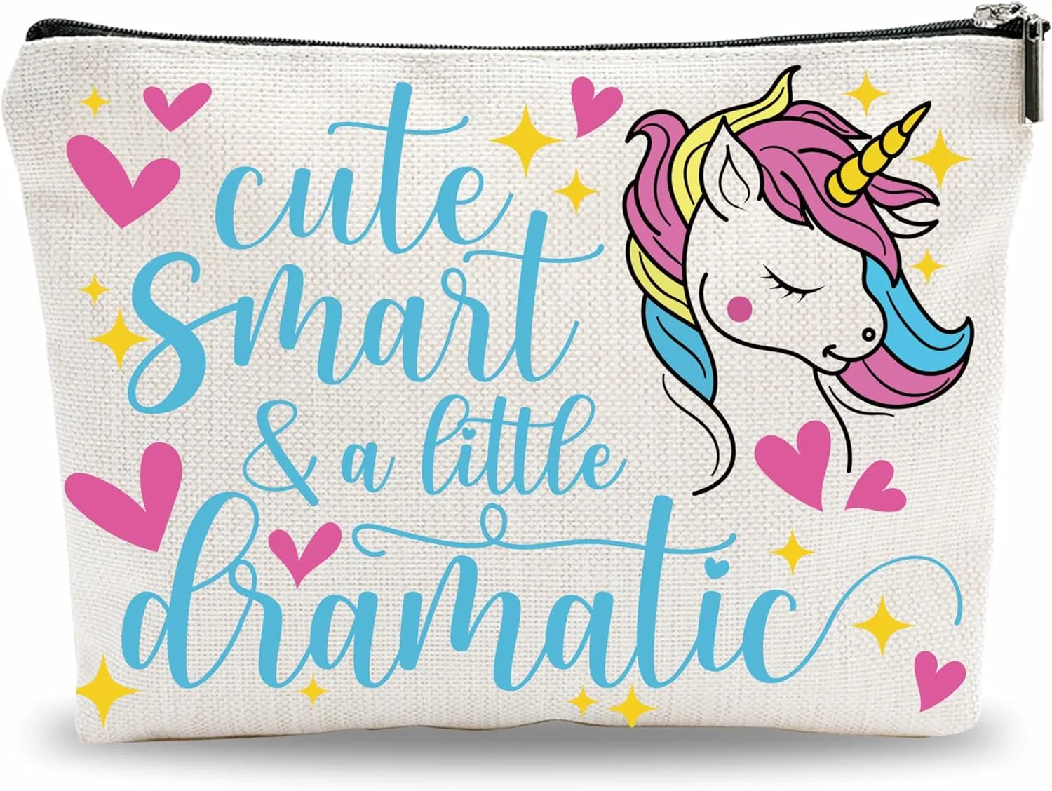 Unicorn Make Up Bag, Cute Smart & Little Dramatic Cosmetic Bag, Adorable Toiletry Bag, Gift For Girls, Women Accessories - A19
