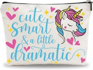 Unicorn Make Up Bag, Cute Smart & Little Dramatic Cosmetic Bag, Adorable Toiletry Bag, Gift For Girls, Women Accessories - A19
