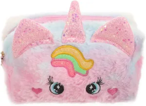 Unicorn Plush Makeup Bag for Girls Cute Cartoon Travel Toiletry Organizer Adorable Cosmetic Pouch for Teens for Travel and Daily Use