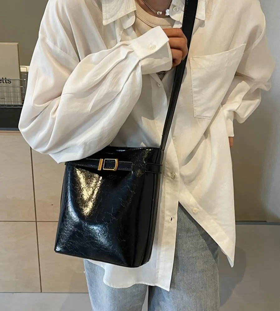 Vegan Leather Hobo Bags for Women Bucket Bag Purse Chic Solid Color Shoulder Bag Tote Handbag