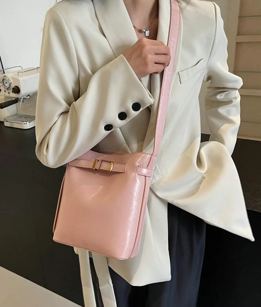 Vegan Leather Hobo Bags for Women Bucket Bag Purse Chic Solid Color Shoulder Bag Tote Handbag