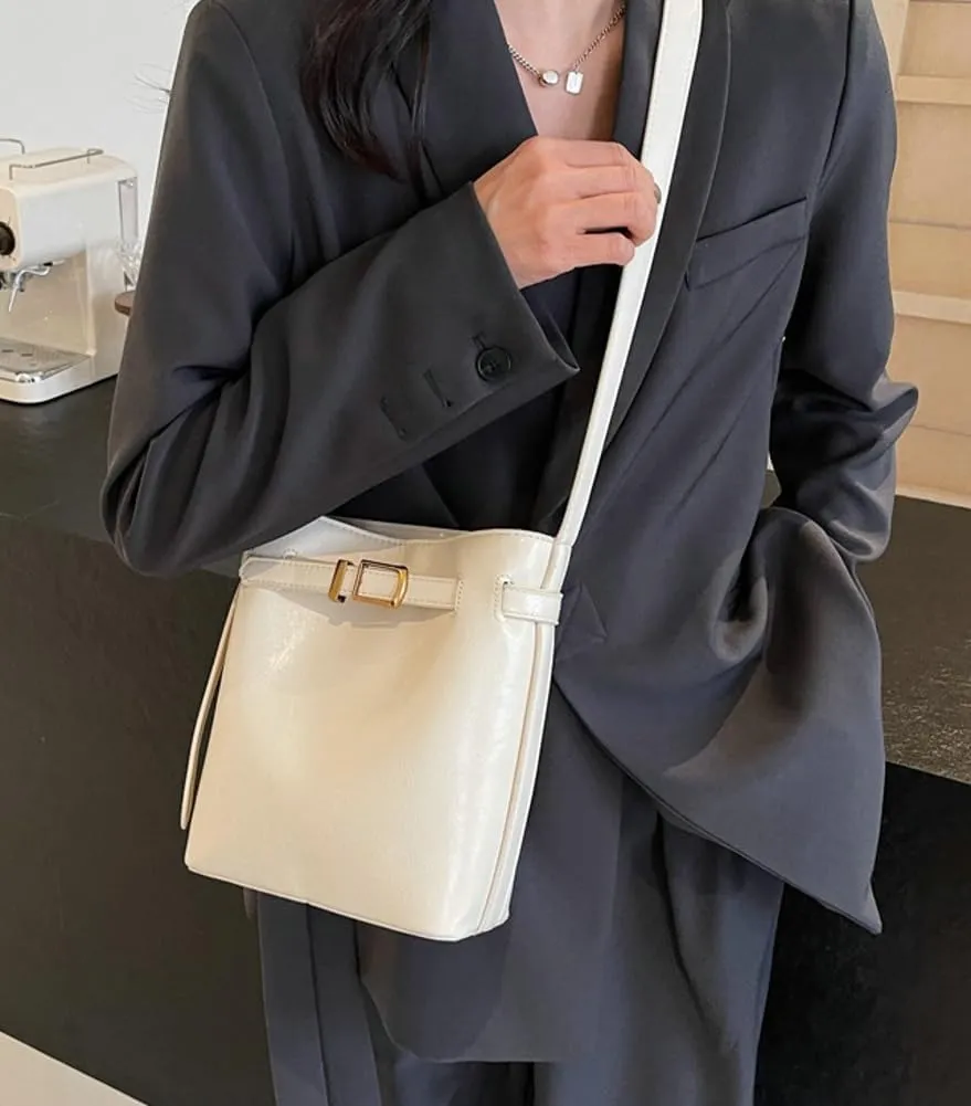 Vegan Leather Hobo Bags for Women Bucket Bag Purse Chic Solid Color Shoulder Bag Tote Handbag