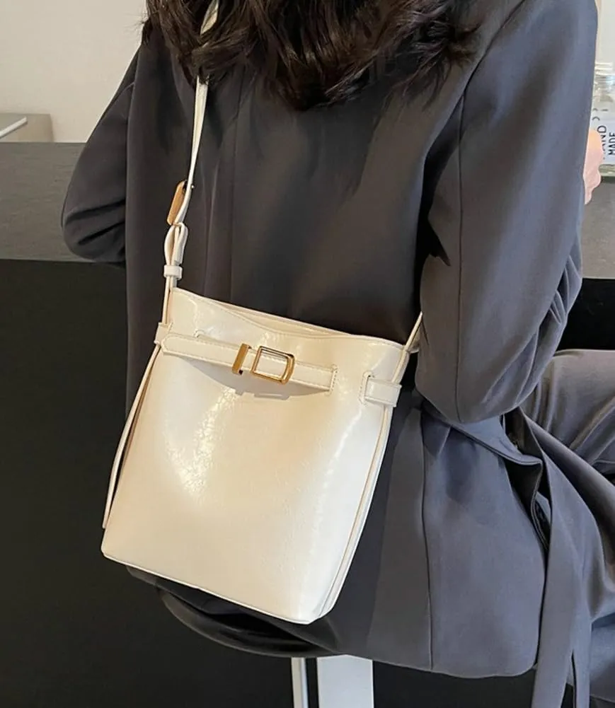 Vegan Leather Hobo Bags for Women Bucket Bag Purse Chic Solid Color Shoulder Bag Tote Handbag