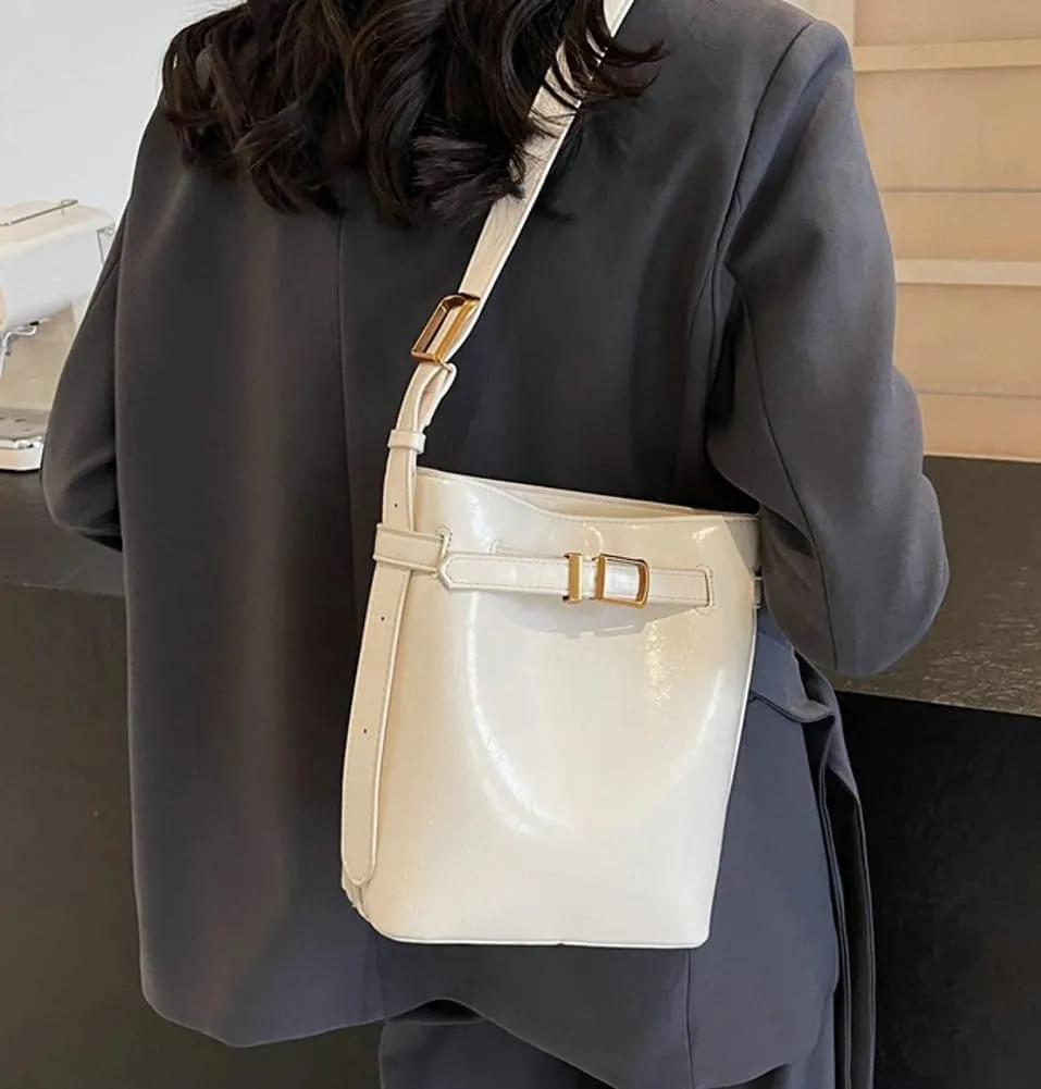 Vegan Leather Hobo Bags for Women Bucket Bag Purse Chic Solid Color Shoulder Bag Tote Handbag