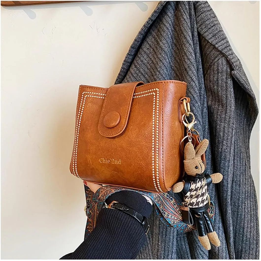 Vintage Fashion Bag with Adjustable Wider Shoulder Strap, Vintage Crossbody Bags for Women, Black Bucket Bag