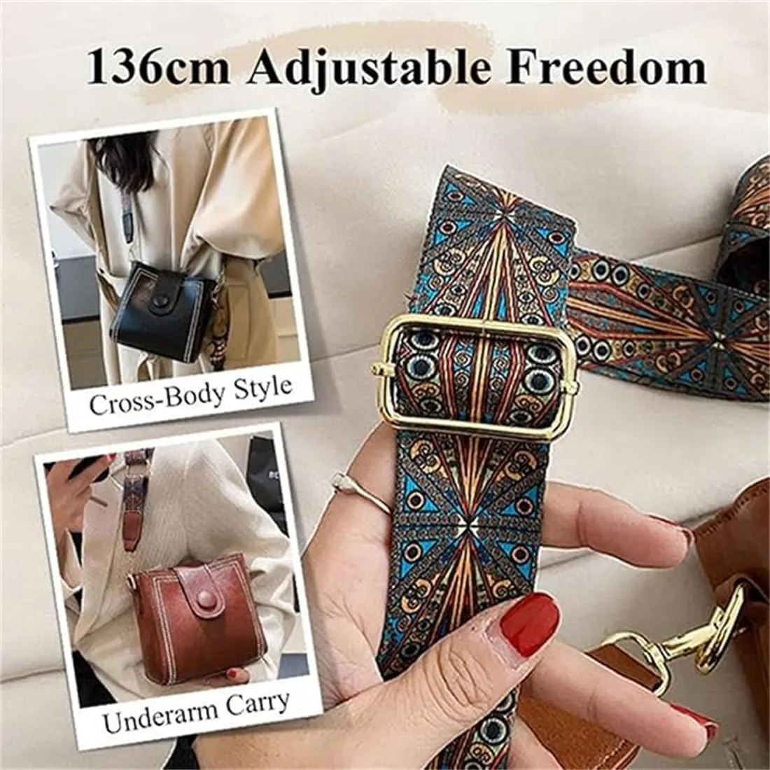 Vintage Fashion Bag with Adjustable Wider Shoulder Strap, Vintage Crossbody Bags for Women, Black Bucket Bag