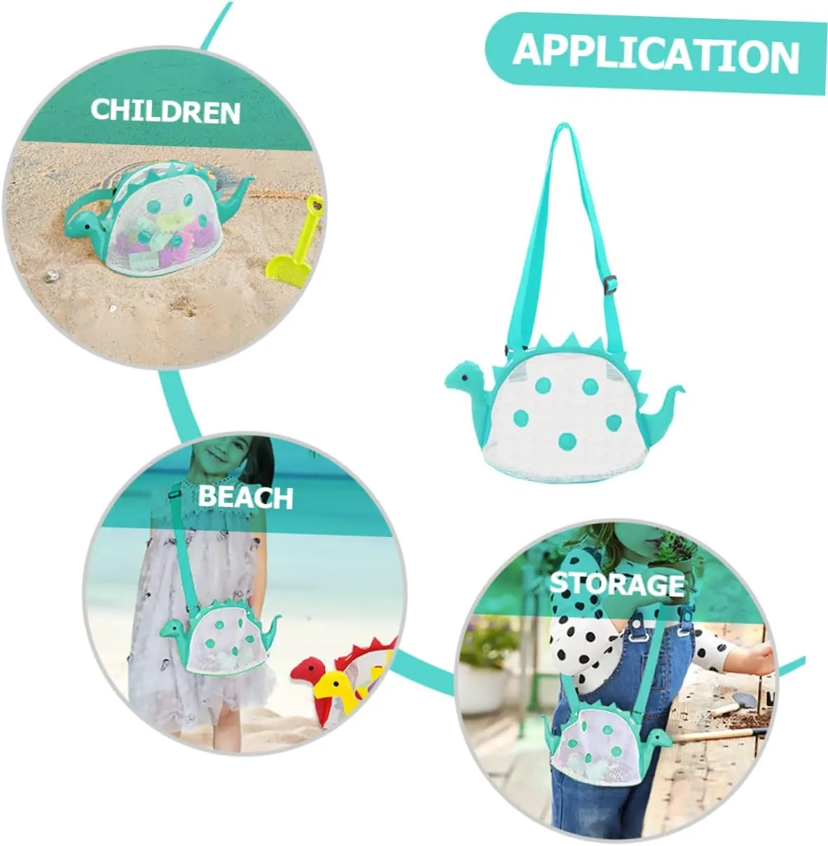 VOSAREA Dinosaur Mesh Beach Bag for Stylish Sand Storage Quick Dry Design Breathable Material Essential Beach Gear